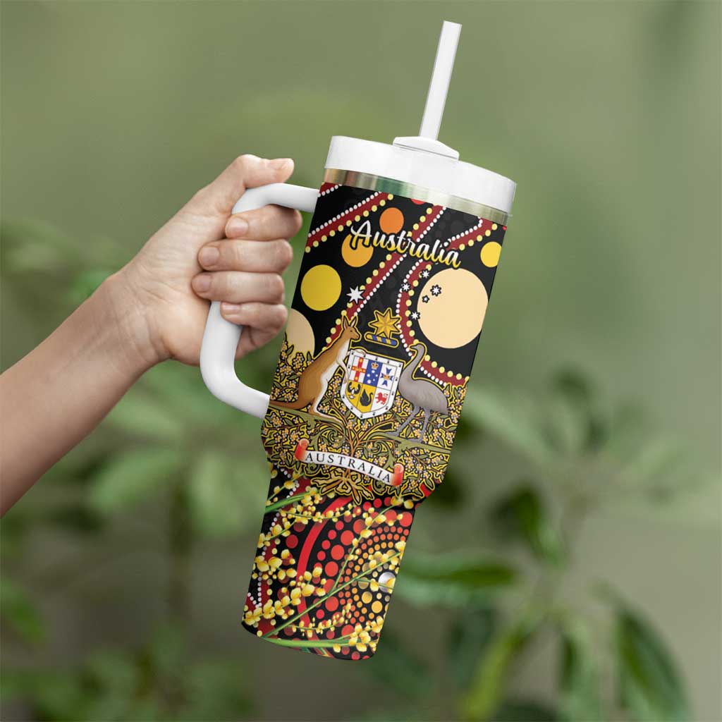 Vanuatu and Australia Tumbler With Handle Vanuatuan Polynesian Mix Aussie Aboriginal Art LT14 - Polynesian Pride
