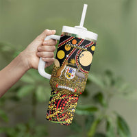 Vanuatu and Australia Tumbler With Handle Vanuatuan Polynesian Mix Aussie Aboriginal Art LT14 - Polynesian Pride