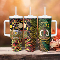 Vanuatu and Australia Tumbler With Handle Vanuatuan Polynesian Mix Aussie Aboriginal Art LT14 - Polynesian Pride