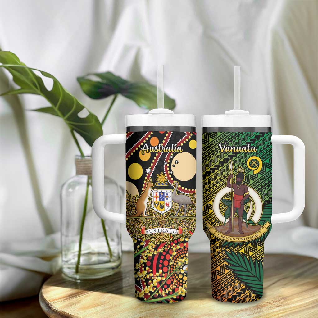 Vanuatu and Australia Tumbler With Handle Vanuatuan Polynesian Mix Aussie Aboriginal Art LT14 - Polynesian Pride