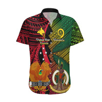 Vanuatu and Papua New Guinea Hawaiian Shirt Vanuatuan With PNG Polynesian Pattern LT14 Black - Polynesian Pride