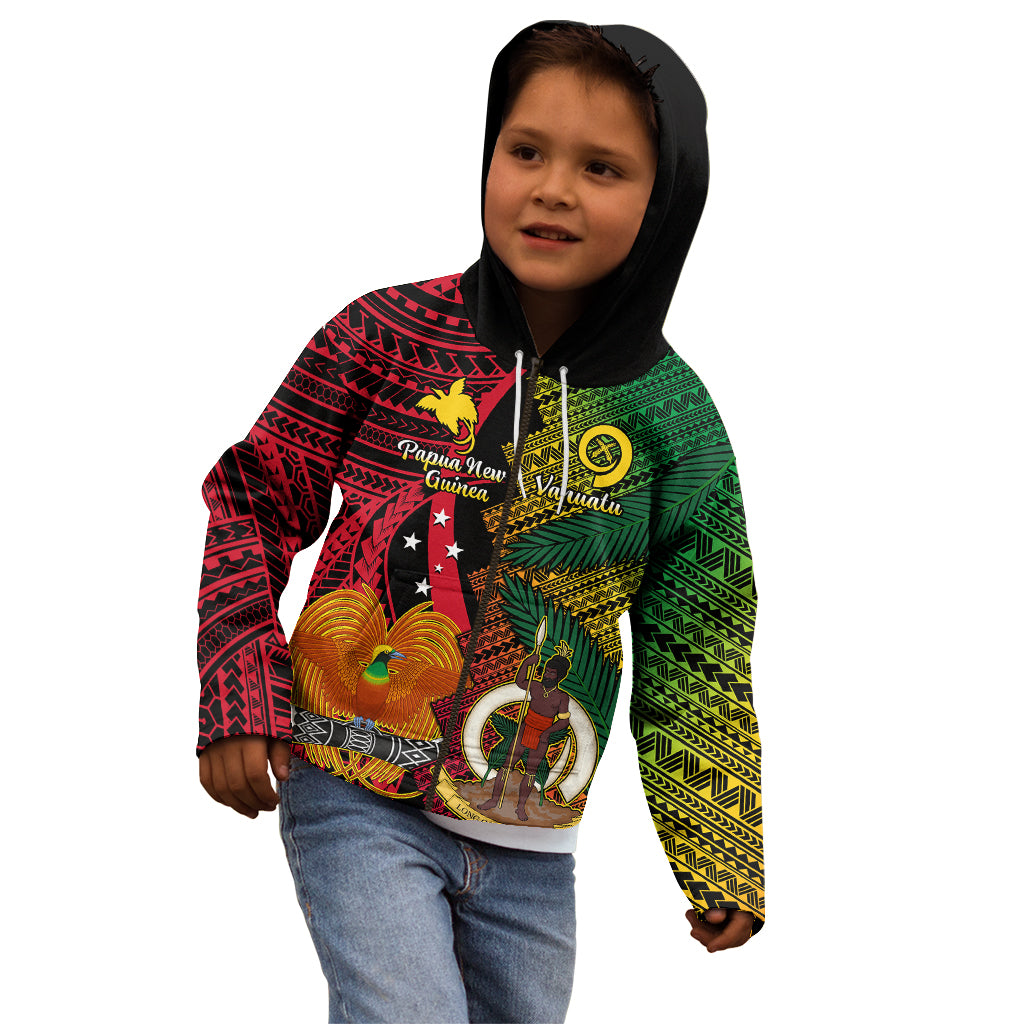 Vanuatu and Papua New Guinea Kid Hoodie Vanuatuan With PNG Polynesian Pattern LT14 - Polynesian Pride