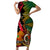 Vanuatu and Papua New Guinea Short Sleeve Bodycon Dress Vanuatuan With PNG Polynesian Pattern LT14 Long Dress Black - Polynesian Pride