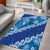 Vintage Blue Polynesia Area Rug Plumeria With Hibiscus Tropical Vibes