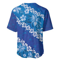 Vintage Blue Polynesia Baseball Jersey Plumeria With Hibiscus Tropical Vibes LT14 - Polynesian Pride