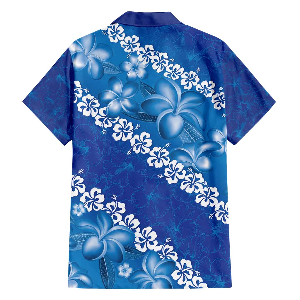 Vintage Blue Polynesia Family Matching Long Sleeve Bodycon Dress and Hawaiian Shirt Plumeria With Hibiscus Tropical Vibes LT14 - Polynesian Pride