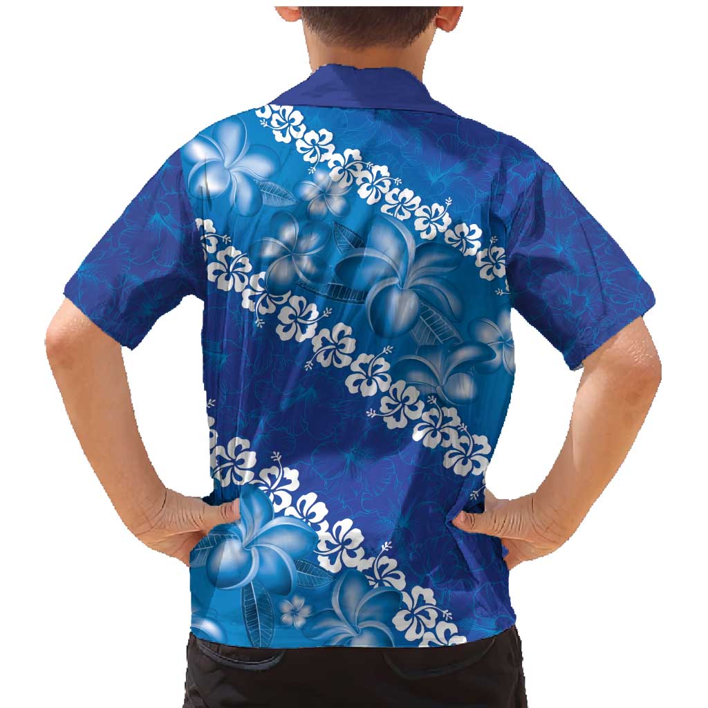 Vintage Blue Polynesia Family Matching Mermaid Dress and Hawaiian Shirt Plumeria With Hibiscus Tropical Vibes LT14 - Polynesian Pride