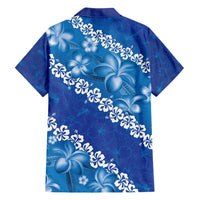 Vintage Blue Polynesia Family Matching Tank Maxi Dress and Hawaiian Shirt Plumeria With Hibiscus Tropical Vibes