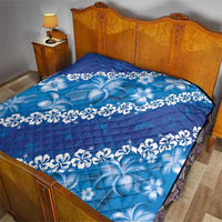 Vintage Blue Polynesia Quilt Plumeria With Hibiscus Tropical Vibes LT14 - Polynesian Pride