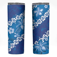 Vintage Blue Polynesia Skinny Tumbler Plumeria With Hibiscus Tropical Vibes LT14 Blue - Polynesian Pride