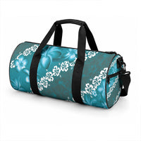Vintage Dark Cyan Polynesia Duffle Bag Plumeria With Hibiscus Tropical Vibes LT14 - Polynesian Pride