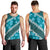 Vintage Dark Cyan Polynesia Men Tank Top Plumeria With Hibiscus Tropical Vibes