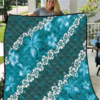 Vintage Dark Cyan Polynesia Quilt Plumeria With Hibiscus Tropical Vibes LT14 Dark Cyan - Polynesian Pride