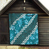 Vintage Dark Cyan Polynesia Quilt Plumeria With Hibiscus Tropical Vibes LT14 - Polynesian Pride