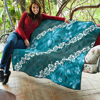 Vintage Dark Cyan Polynesia Quilt Plumeria With Hibiscus Tropical Vibes LT14 - Polynesian Pride