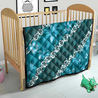 Vintage Dark Cyan Polynesia Quilt Plumeria With Hibiscus Tropical Vibes LT14 - Polynesian Pride