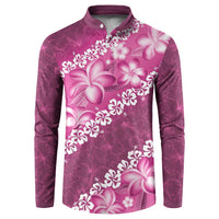 Vintage Pink Polynesia Button Sweatshirt Plumeria With Hibiscus Tropical Vibes