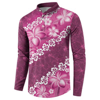 Vintage Pink Polynesia Button Sweatshirt Plumeria With Hibiscus Tropical Vibes
