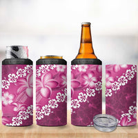 Vintage Pink Polynesia 4 in 1 Can Cooler Tumbler Plumeria With Hibiscus Tropical Vibes LT14 - Polynesian Pride