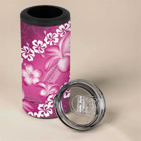 Vintage Pink Polynesia 4 in 1 Can Cooler Tumbler Plumeria With Hibiscus Tropical Vibes LT14 - Polynesian Pride