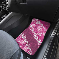 Vintage Pink Polynesia Car Mats Plumeria With Hibiscus Tropical Vibes