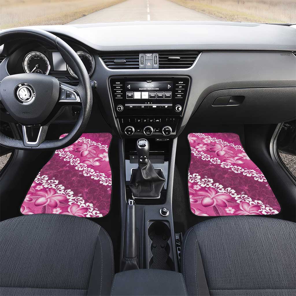 Vintage Pink Polynesia Car Mats Plumeria With Hibiscus Tropical Vibes