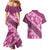 Vintage Pink Polynesia Couples Matching Mermaid Dress and Hawaiian Shirt Plumeria With Hibiscus Tropical Vibes