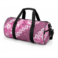 Vintage Pink Polynesia Duffle Bag Plumeria With Hibiscus Tropical Vibes LT14 - Polynesian Pride