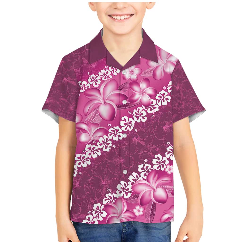 Vintage Pink Polynesia Family Matching Mermaid Dress and Hawaiian Shirt Plumeria With Hibiscus Tropical Vibes