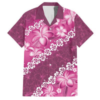 Vintage Pink Polynesia Family Matching Short Sleeve Bodycon Dress and Hawaiian Shirt Plumeria With Hibiscus Tropical Vibes