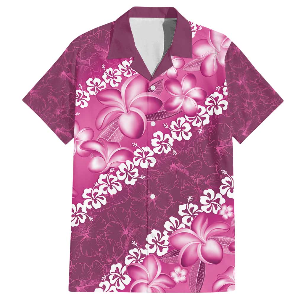 Vintage Pink Polynesia Family Matching Tank Maxi Dress and Hawaiian Shirt Plumeria With Hibiscus Tropical Vibes