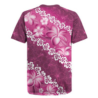 Vintage Pink Polynesia Rugby Jersey Plumeria With Hibiscus Tropical Vibes