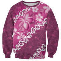 Vintage Pink Polynesia Sweatshirt Plumeria With Hibiscus Tropical Vibes