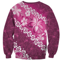 Vintage Pink Polynesia Sweatshirt Plumeria With Hibiscus Tropical Vibes