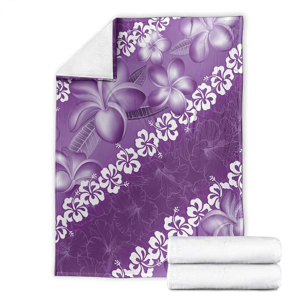 Vintage Purple Polynesia Blanket Plumeria With Hibiscus Tropical Vibes