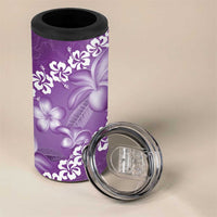 Vintage Purple Polynesia 4 in 1 Can Cooler Tumbler Plumeria With Hibiscus Tropical Vibes LT14 - Polynesian Pride