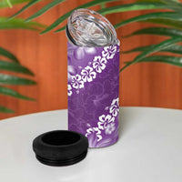 Vintage Purple Polynesia 4 in 1 Can Cooler Tumbler Plumeria With Hibiscus Tropical Vibes LT14 - Polynesian Pride