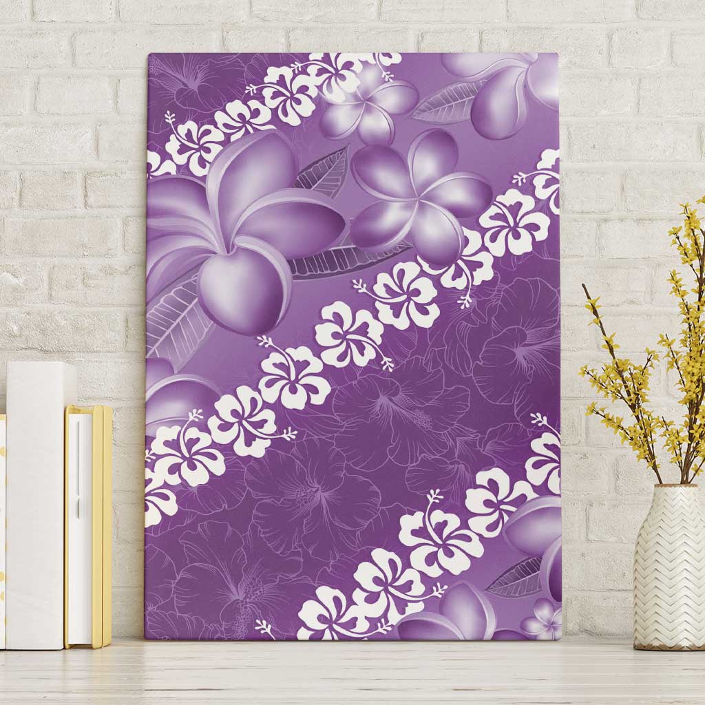 Vintage Purple Polynesia Canvas Wall Art Plumeria With Hibiscus Tropical Vibes