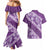 Vintage Purple Polynesia Couples Matching Mermaid Dress and Hawaiian Shirt Plumeria With Hibiscus Tropical Vibes