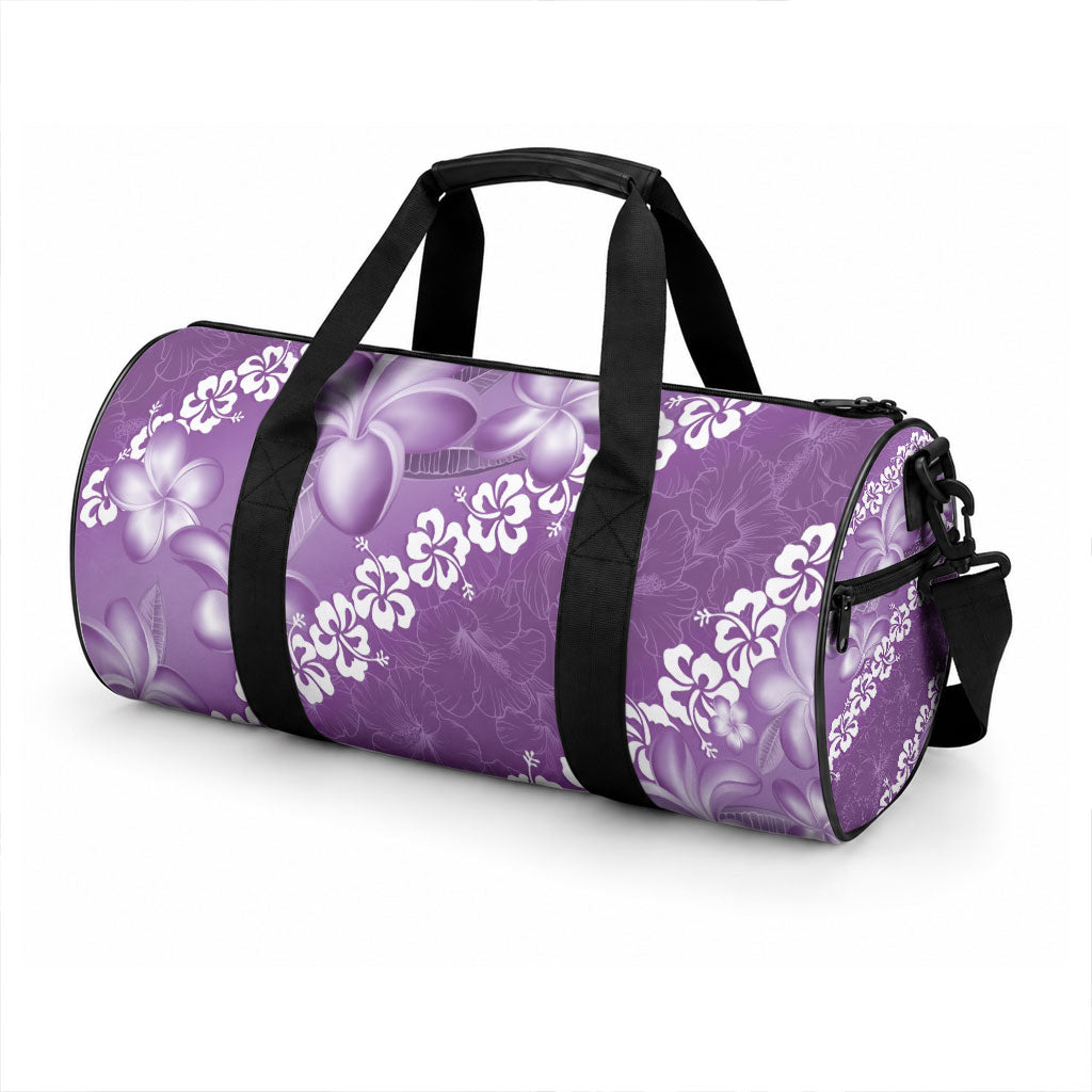 Vintage Purple Polynesia Duffle Bag Plumeria With Hibiscus Tropical Vibes LT14 - Polynesian Pride