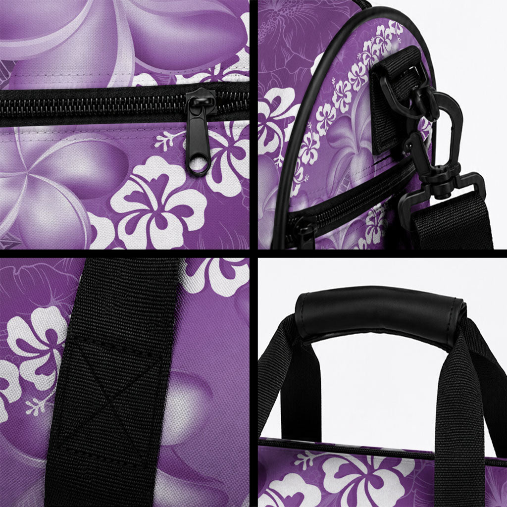 Vintage Purple Polynesia Duffle Bag Plumeria With Hibiscus Tropical Vibes LT14 - Polynesian Pride