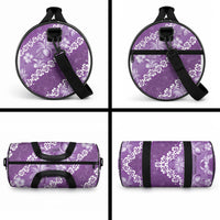 Vintage Purple Polynesia Duffle Bag Plumeria With Hibiscus Tropical Vibes LT14 - Polynesian Pride