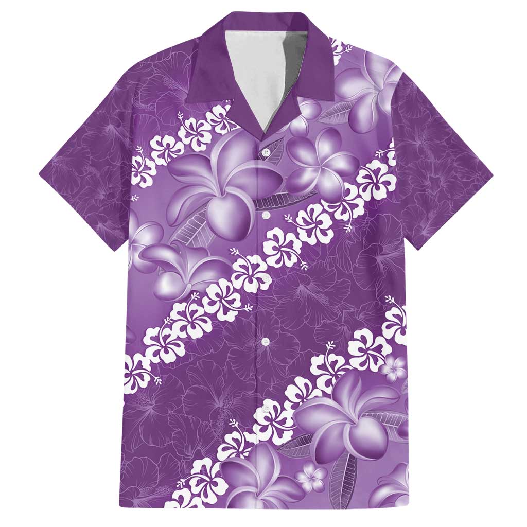 Vintage Purple Polynesia Family Matching Tank Maxi Dress and Hawaiian Shirt Plumeria With Hibiscus Tropical Vibes