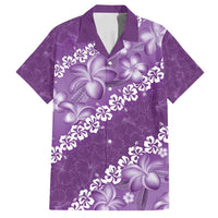 Vintage Purple Polynesia Family Matching Tank Maxi Dress and Hawaiian Shirt Plumeria With Hibiscus Tropical Vibes