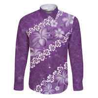 Vintage Purple Polynesia Family Matching Tank Maxi Dress and Hawaiian Shirt Plumeria With Hibiscus Tropical Vibes