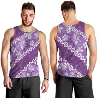 Vintage Purple Polynesia Men Tank Top Plumeria With Hibiscus Tropical Vibes