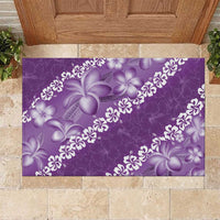 Vintage Purple Polynesia Rubber Doormat Plumeria With Hibiscus Tropical Vibes