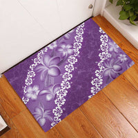 Vintage Purple Polynesia Rubber Doormat Plumeria With Hibiscus Tropical Vibes