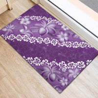 Vintage Purple Polynesia Rubber Doormat Plumeria With Hibiscus Tropical Vibes