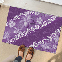 Vintage Purple Polynesia Rubber Doormat Plumeria With Hibiscus Tropical Vibes